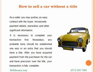 How to sell a car without a title