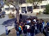 فري برس   درعا خربة غزالة مظاهرة طلابية من داخل الحرم المدرسي 24 1 2012