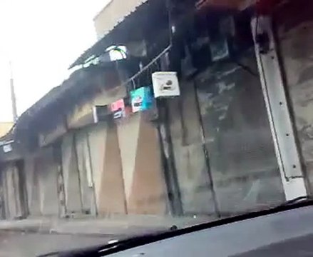 فري برس ريف دمشق دوما مشاهد الاضراب العام حدادا على شهداء الاثنين 24 1 2012