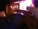 فري برس   حرق مقر العوايني المختار أبو ياسين حماصنة في حي الميدان الدمشقي 1 12 2011