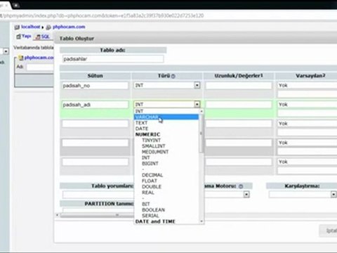 Ders-01 MySQL veri tabanı oluşturma