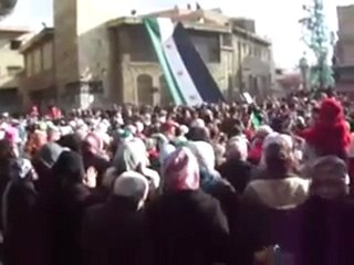 فري برس   مظاهرة الزبداني بوجود قناة الدنيا 21 1 2012