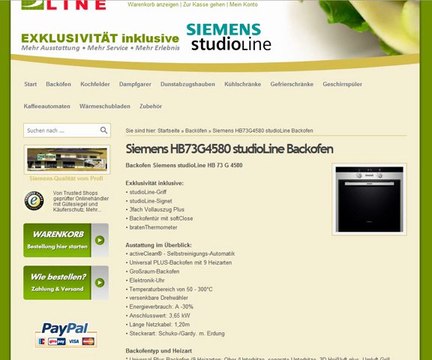 Stoeckerline.de bietet den Backofen HB73G4580 von Siemens studioLine preisgünstig in seinem Onlineshop an