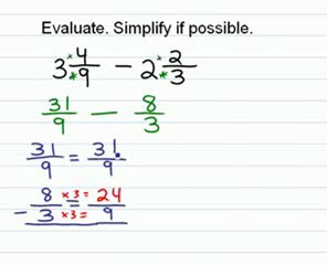 Subtracting Fractions mixed numbers