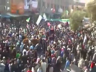 فري برس   تدمر جمعة طرد السفراء جمل يدوس على صورة بشار 18 11 2011