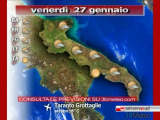 Previsioni del tempo, venerdì 27 gennaio