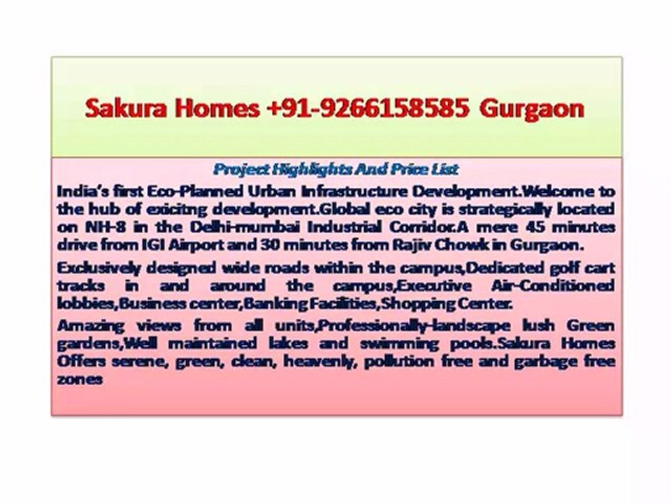 SAKURA HOMES +91-9266158585