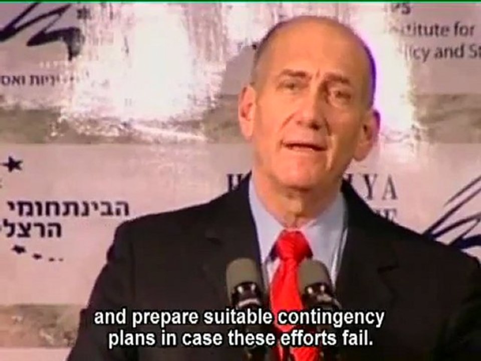 Prime Minister Olmert speaks of the looming Iranian threat