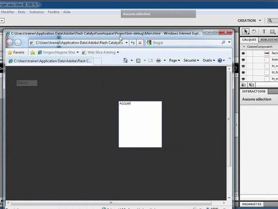 Flash Catalyst CS5 : Interactivité du menu