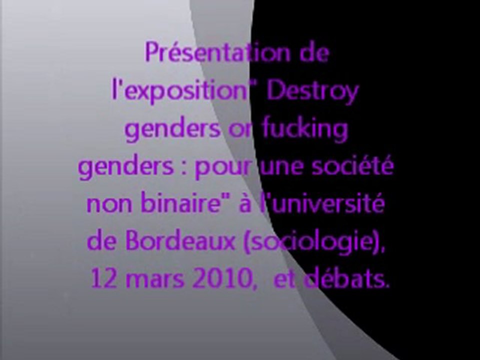 Intrevention sur l'expo DG or FG: pour une société non binaire, Bordeaux, mars2010