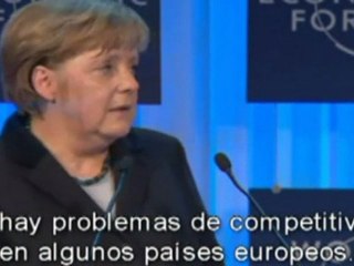 Davos: Merkel pide reformas y disciplina presupuestaria