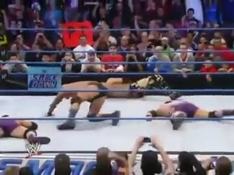Randy Orton RKOs Tyler Reks, Curt Hawkins Trent Barreta & The Usos 1-27-12