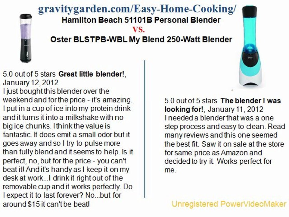 Hamilton Beach 51101B Personal Blender vs. Oster BLSTPBWBL My Blend