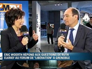 Au forum de Libération, Eric Woerth répond aux questions de BFMTV