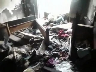 فري برس   ريف دمشق سقبا منازل اخوة الشهيد مازن ابوالذهب المحروقة 27 1 2012