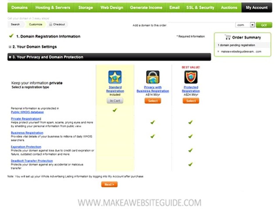 Step 1 Register Your Domain