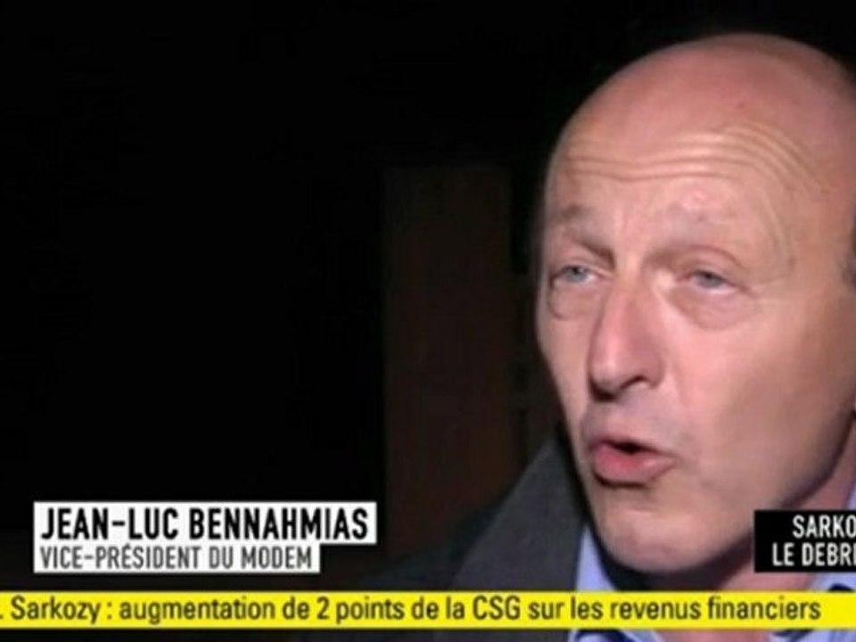 Réaction de Jean-Luc Bennahmias à l'intervention de Nicolas Sarkozy