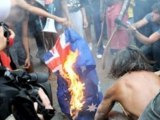 ABORIGINAL PROTESTERS BURN AUSTRALIAN FLAG!!!!