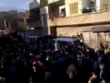 فري برس   معضمية الشام مظاهرة أمام منزل الشهيد هيك ئلنا وهيك صار والله لناخد بتار 28 01 2012