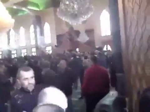 فري برس اللاذقية جامع صوفان هتافات الأحرار خلال تشييع أطفال االطبيب المعتقل معد طايع 28 1 2012