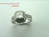 Princess Cut Diamond Bridal Wedding Rings Vintage Crown Set With Round Diamonds Pave Set