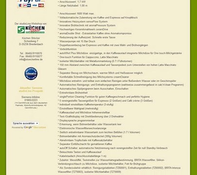 Siemens TE506S09 studioLine Kaffeevollautomat