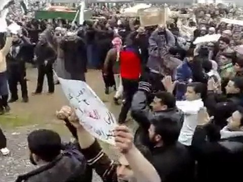 فري برس حماة شيزر تشييع سبع شهداء من شهداء المجزرة 30 1 2012