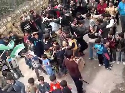 فري برس إدلب مظاهرة جبل الزاوية قرية مرعيان 29 1 2012