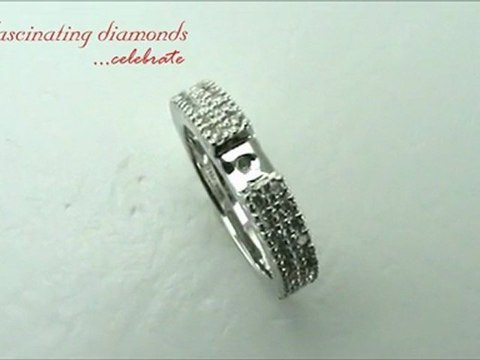 Round Cut Semi Mount Engagement Ring Setting With Pave Set