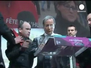 Flour attack on French presidential frontrunner