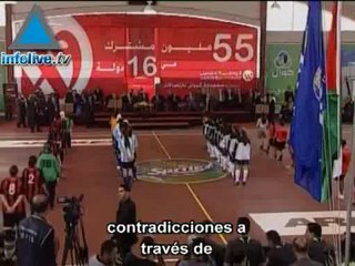 Seleccionados palestino y jordano de fútbol juegan partido p