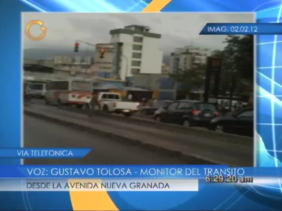 Reporte del tráfico desde la Av Nueva Granada
