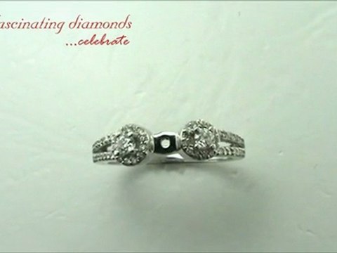 Round Cut Semi Mount Diamond Engagement Ring Setting With Pave Set