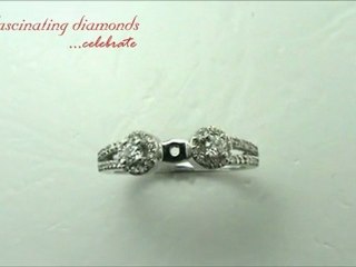 Round Cut Semi Mount Diamond Engagement Ring Setting With Pave Set