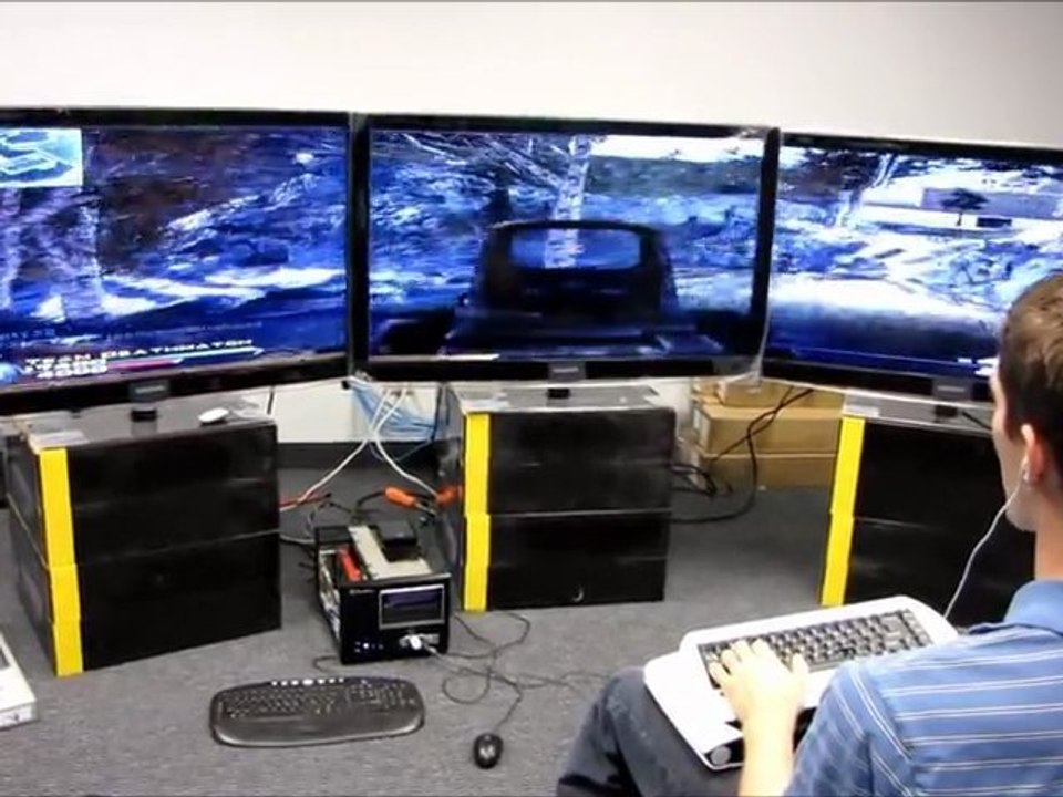 MSI Radeon HD 6870 CoD Modern Warfare 2 With AMD Eyefinity on 3x 46" LCD TVs Linus Tech Tips