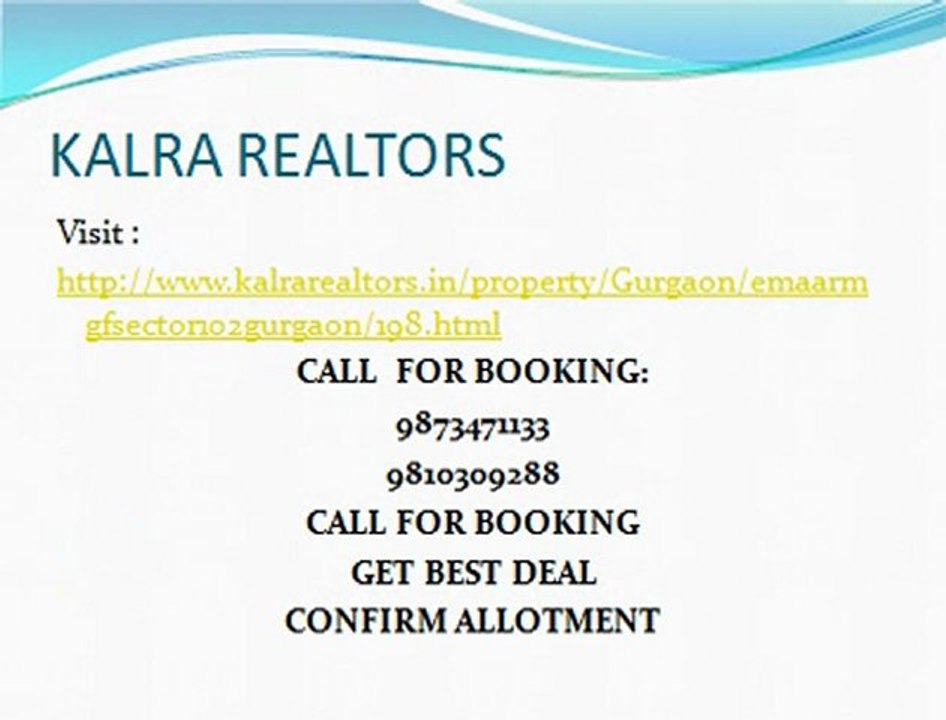9873471133 Gurgaon Greens Sec 102 Emaar Mgf New Project