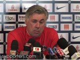 Carlo Ancelotti en conférence de presse avant PSG Evian TG