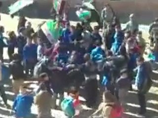 فري برس   حلب   الباب    مظاهرة طلابية 2 2 2012