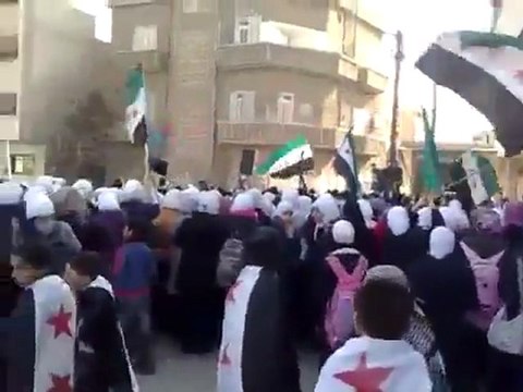 فري برس حي برزة الدمشقي مظاهرة طلابية في ذكرا مجزرة حماة الثلاثين 2 2 2012