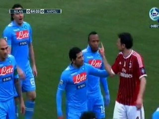 Kick and red card Ibragimovic in the Milan vs Napoli