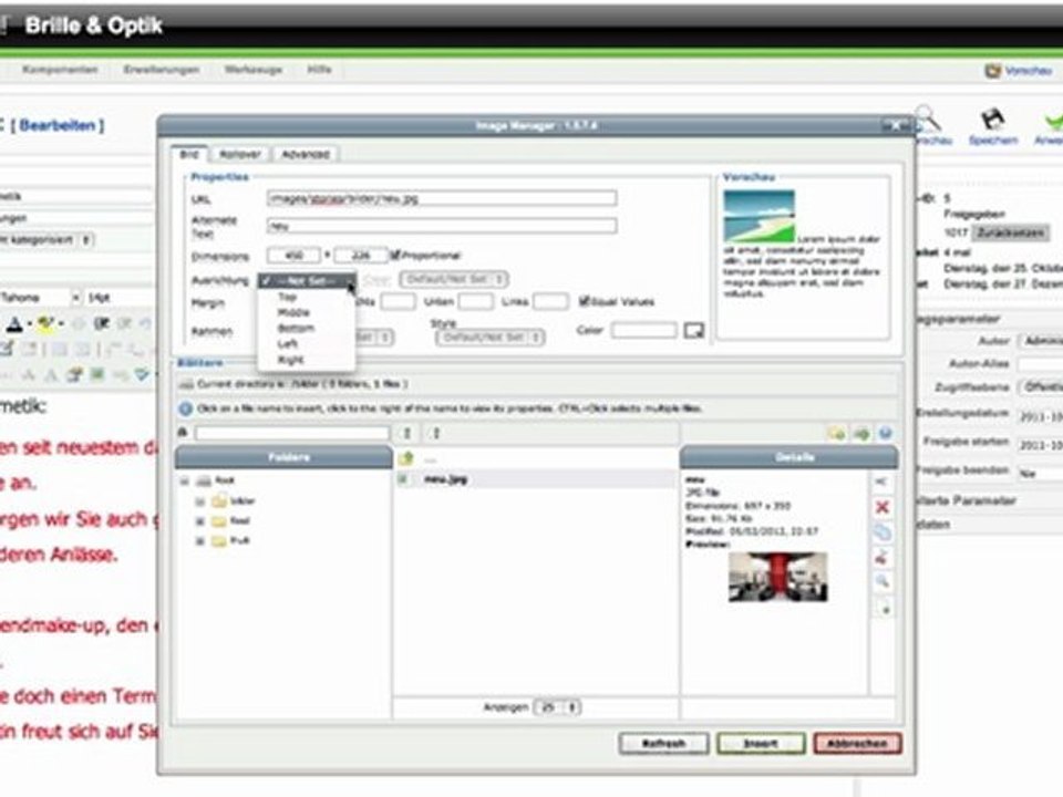 Bilder in CMS einfügen