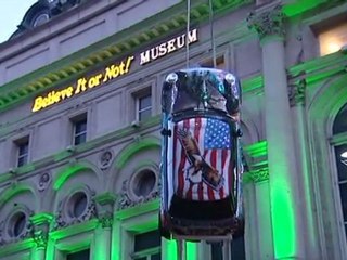 Ripley's Crystal Mini-Knitted Ferrari car swap in London's West End