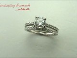 Round Cut Diamond Engagement Wedding Rings Set With Round Cut Side Stones In Pave Setting