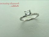 Round Diamond Engagement Ring With Baguette Diamonds In Micro Pave Setting