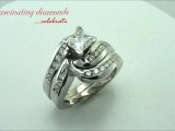 Princess Cut Diamond Channel Set Swirl Shaped Bridal Ring Set