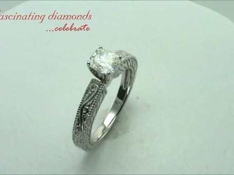 Antique Style Cushion Soliatire Diamond Engagement Ring