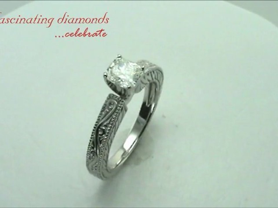 Antique Style Cushion Soliatire Diamond Engagement Ring