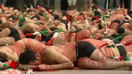Raw Video Bloody Protest for Bullfighting Ban
