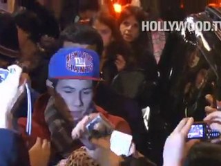 Nick Jonas greets fans at Al Hirschfeld Theatre