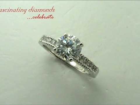 Round Cut Diamond Engagement Ring With Milgrains In Channel Set